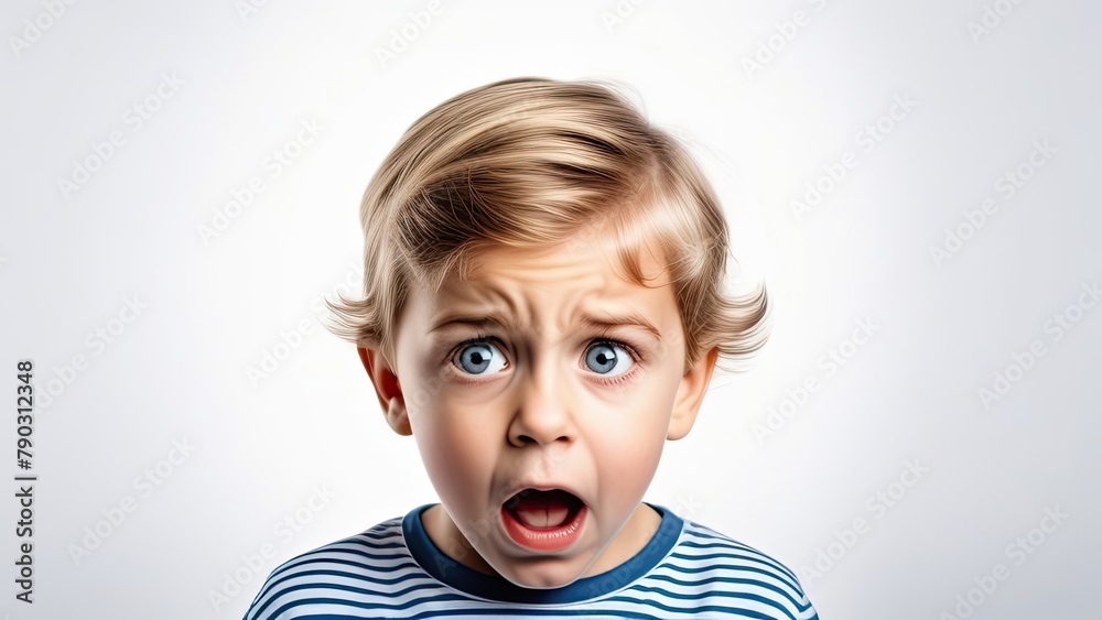 Fear and emotion, face of little boy frightened Fear and emotion, face of little boy frightened