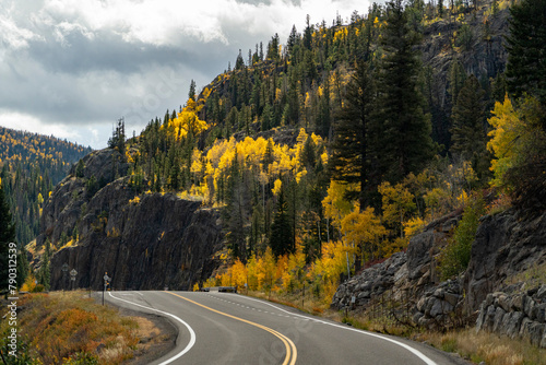 Fall color along a winding road
