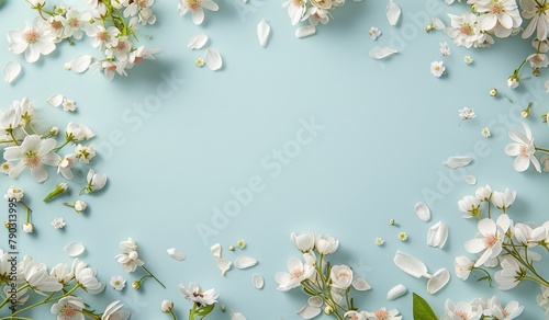 White Flowers on Blue Background © yganko