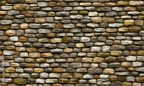 Stone wall. Abstract seamless pattern. AI generated. 
