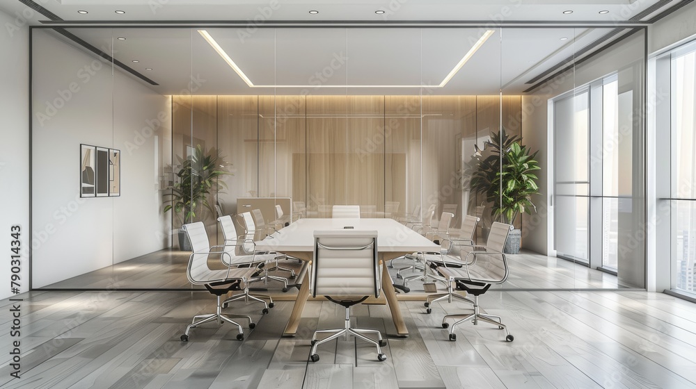 modern office decoration with glass partition.