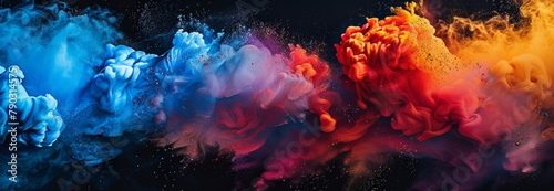 Burst of Colored Powder on Black Background