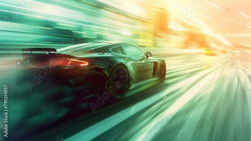 blurry car speed background, transportation and digital concept © Plaifah
