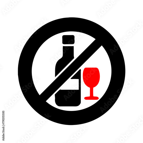 No-Alcohol sign icon vector graphics element silhouette sign symbol illustration on a Transparent Background