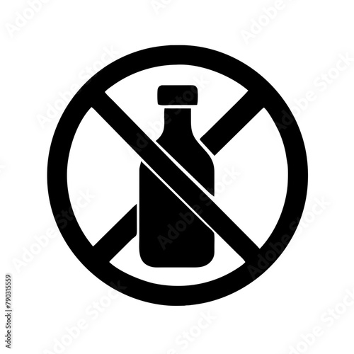 No-Alcohol sign icon vector graphics element silhouette sign symbol illustration on a Transparent Background