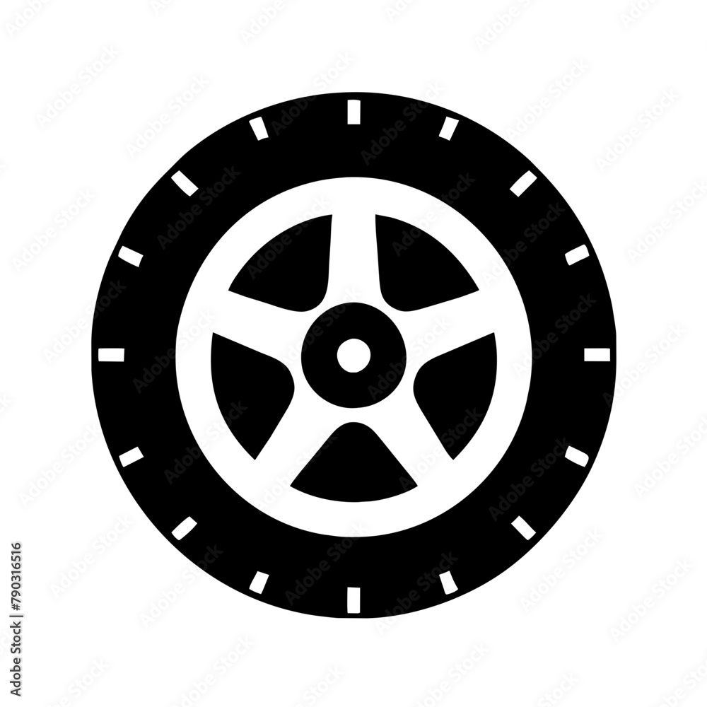 Fototapeta premium Car rims vector icon graphics element silhouette technology sign and symbol on a Transparent Background