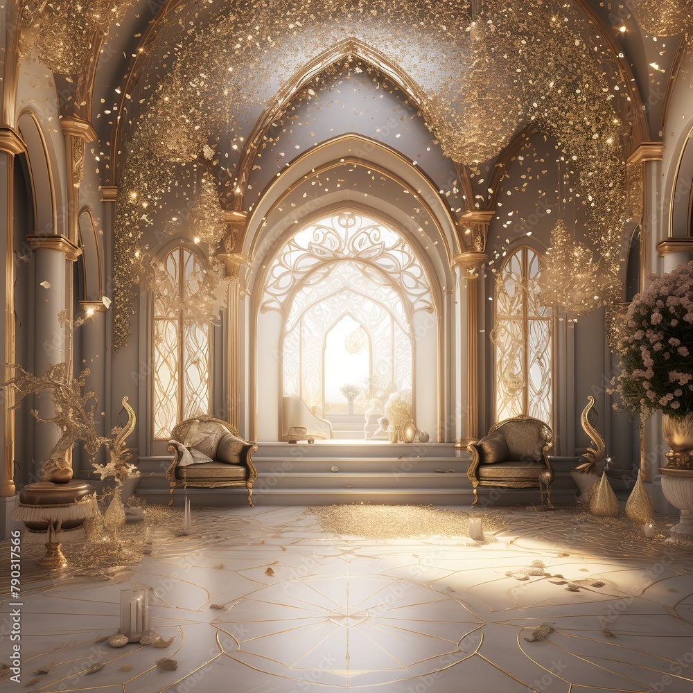 Include additional golden accents and sparkles throughout the design, Ai-generated