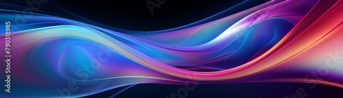 Dynamic abstract with curving neon waves, birda seye perspective, smooth surface, intense palette