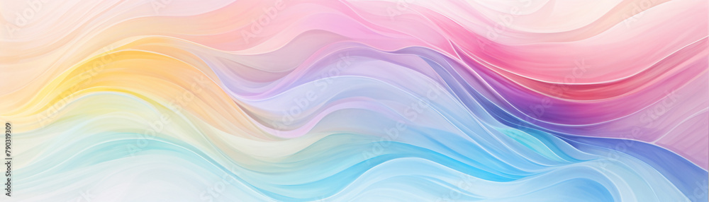 Abstract flowing waves in soft blue and colorful lines create a smooth, digital art design Abstract flowing waves in soft blue and colorful lines create a smooth, digital art design