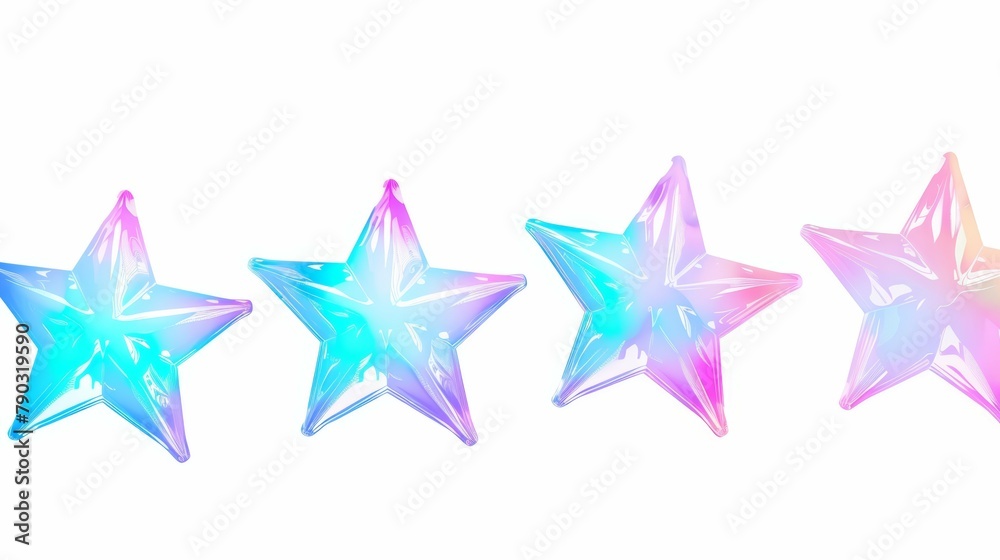 Obraz premium glowing neon blue and pink stars on solid white background
