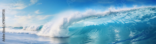Oceanic energy waves crashing on the shore, powerful and natural, symbolizing renewable wave energy sources, coastal setting