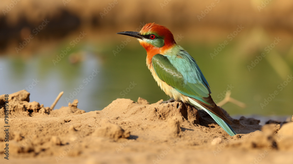 Obraz premium A colorful lilac-breasted roller bird perched on a branch