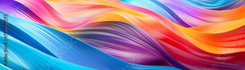 Abstract waves in bright blue, purple, and yellow with smooth curves and a blurred gradient photo