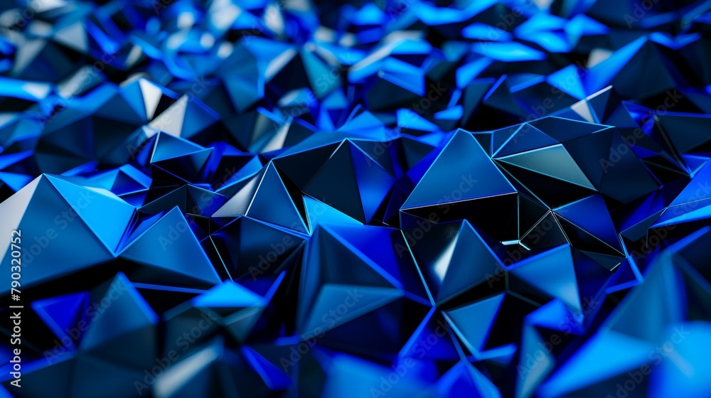 Abstract 3d rendering of chaotic blue crystals. Futuristic polygonal background. Abstract 3d rendering of chaotic blue crystals. Futuristic polygonal background.