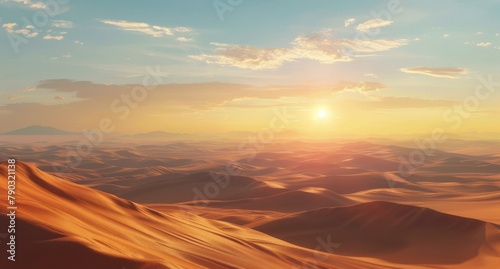 Desert Landscape With Sand Dunes and Blue Sky