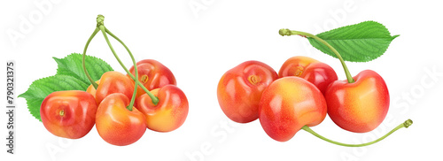 yellow-red sweet cherry isolated on white background with full depth of field