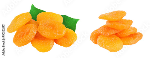 Dried apricots isolated on white background with full depth of field.