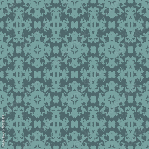 Blue and white watercolor ornament painted with watercolor on paper.