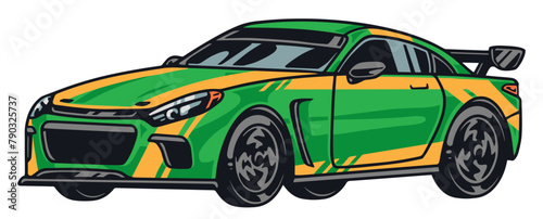 Racer car vintage sticker colorful