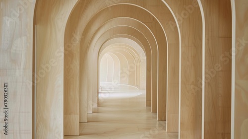 Long Hallway With Arches and Clock