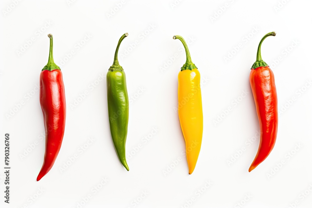 multicolored chili pepper isolated on white background
