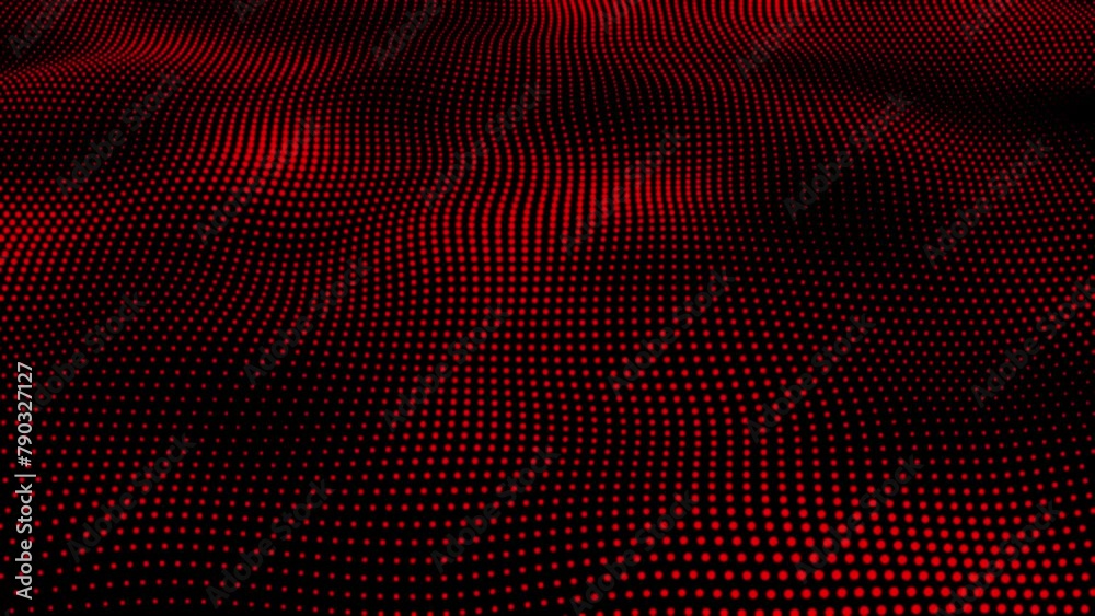 Abstract and technology red dots wave background. Dot pattern with halftone effect. Technology background with red color digital grunge dot background animation