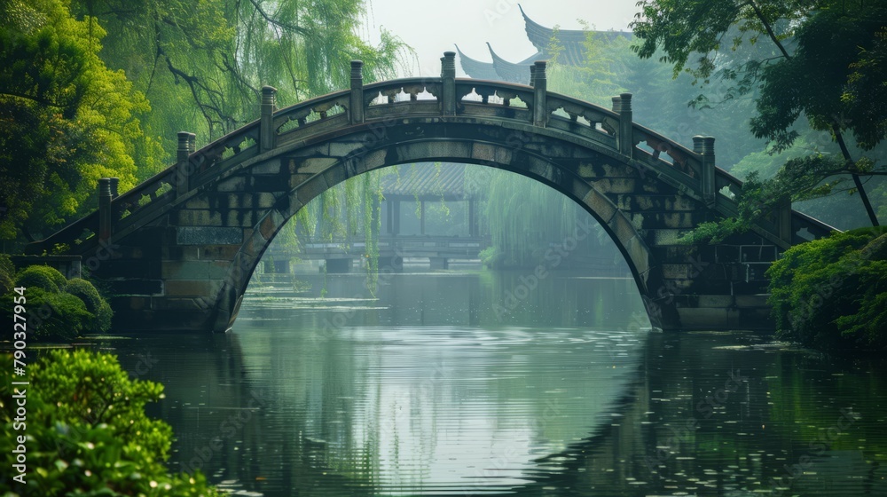 An ancient Chinese arched Suzhou China, generated with AI An ancient Chinese arched Suzhou China, generated with AI