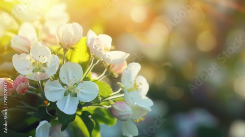 Beautiful spring natural background with apple tree flowers, generated with AI