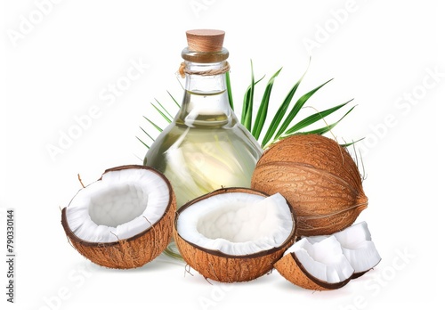Composition with coconut oil on white realistic photo high resolution, generated with AI
