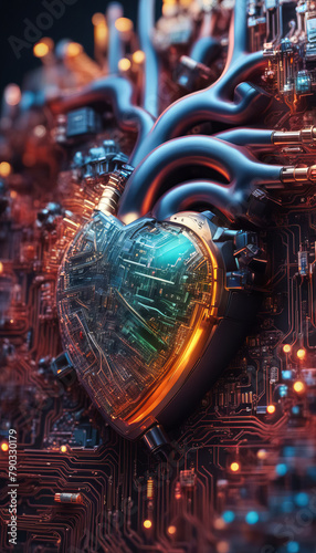 Futuristic Heart in Electronic Environment
