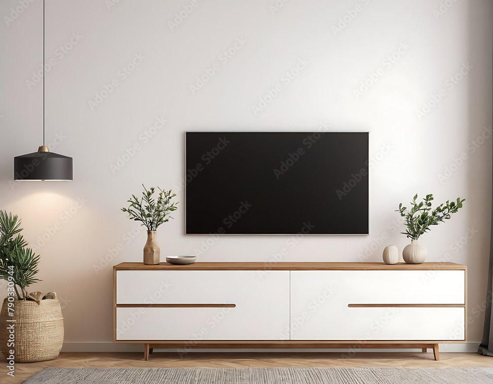 modern living room with tv on wall
