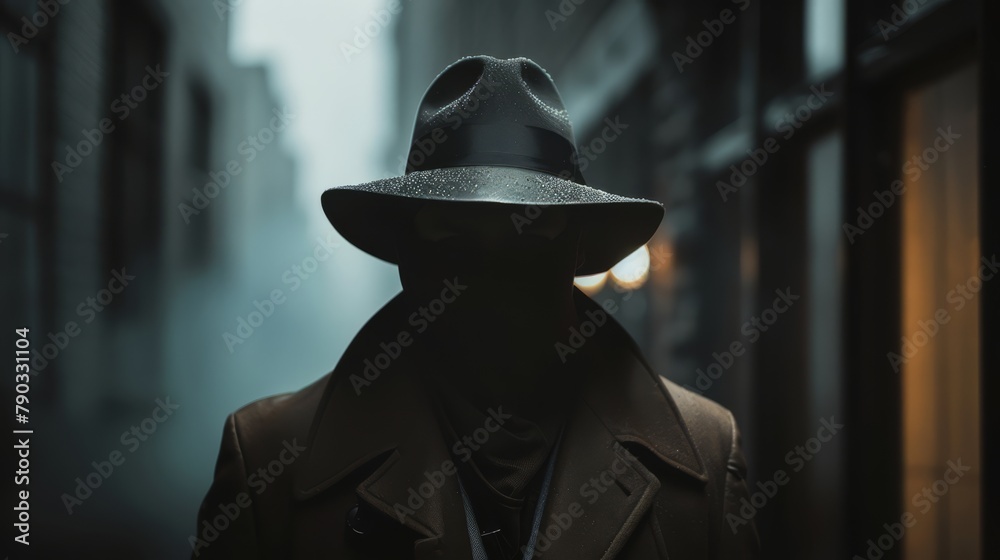 Dark brim covering face, generated with AI