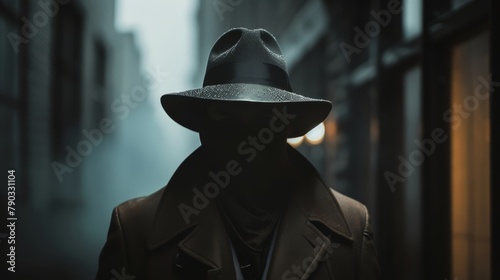 Obraz na płótnie Dark brim covering face, generated with AI w salonie