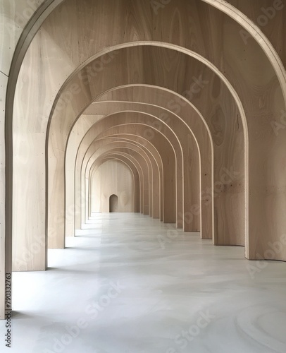 Long Hallway With Arches and Doorway