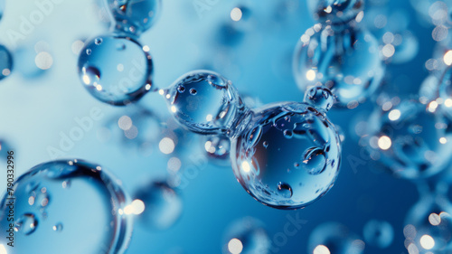 Blue molecule structure 3D illustration