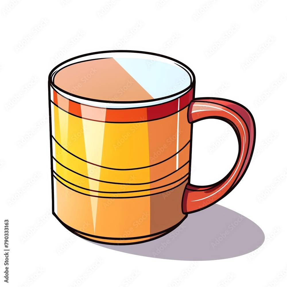 A colorful cartoon drawing of Coffee mug, in the style of rough comic sketch, white background, flat colors, color markers, golden hour lighting A colorful cartoon drawing of Coffee mug, in the style of rough comic sketch, white background, flat colors, color markers, golden hour lighting