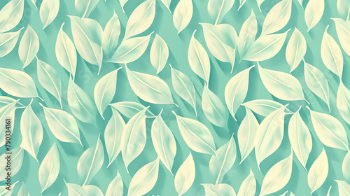 Green leaves seamless pattern background. AI. photo