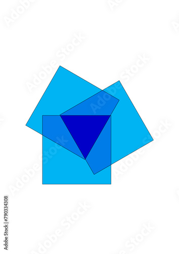 abstract figure made of three blue overlapping squares