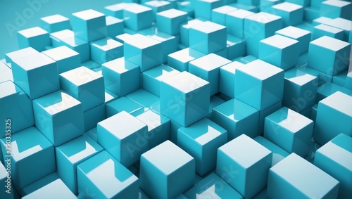 Abstract cubes in cyan background.