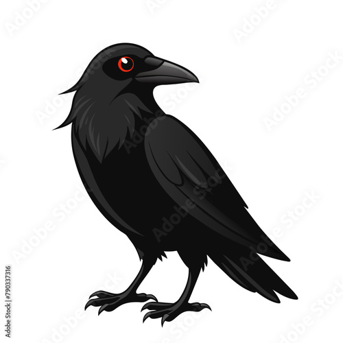 crow bird cartoon style on white background