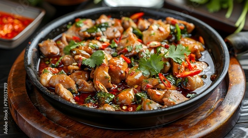 Sizzling Pork Pan Dish with Aromatic Thai Herbs and Spices