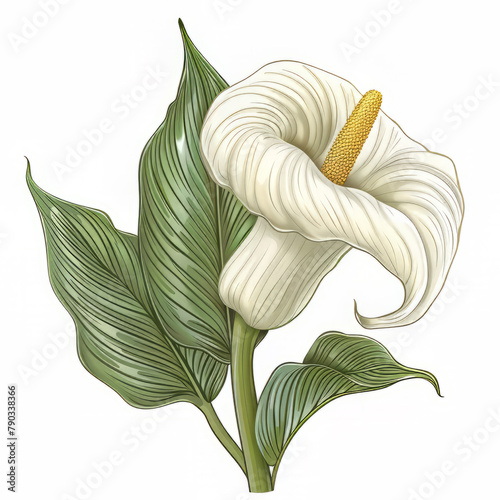 Flower Illustration on a White Background (ID: 790338366)