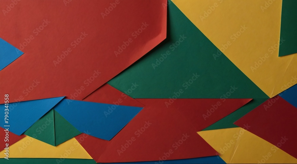 A vibrant paper with triangles in red, green, blue, and yellow. A vibrant paper with triangles in red, green, blue, and yellow.