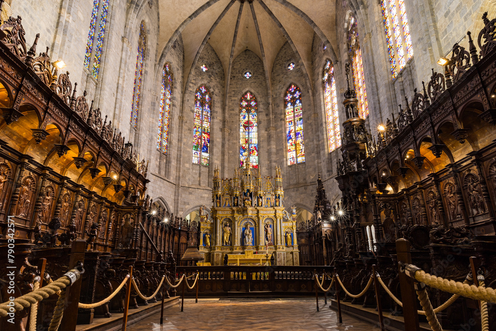 Obraz premium Chœur de la Cathédrale Sainte-Marie de Saint-Bertrand-de-Comminges depuis les stalles