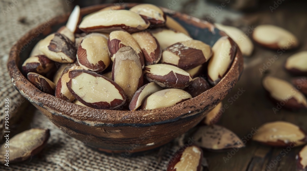 Bowl of mixed nuts on table with spoon Bowl of mixed nuts on table with spoon