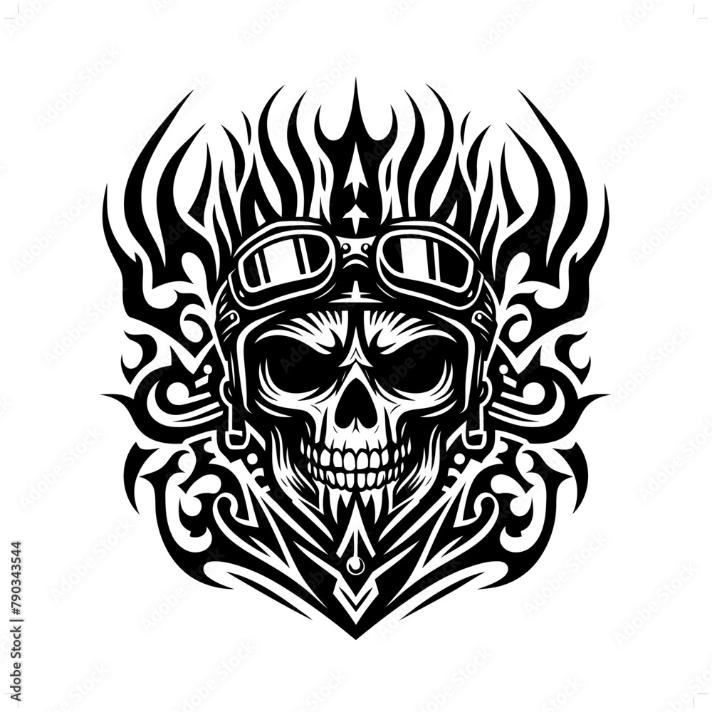 gangster; outlaw in modern tribal tattoo, abstract line art of people, minimalist contour. Vector