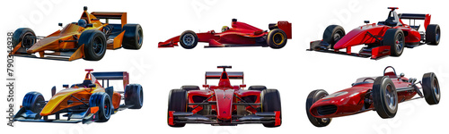 Assorted formula racing cars cut out png on transparent background