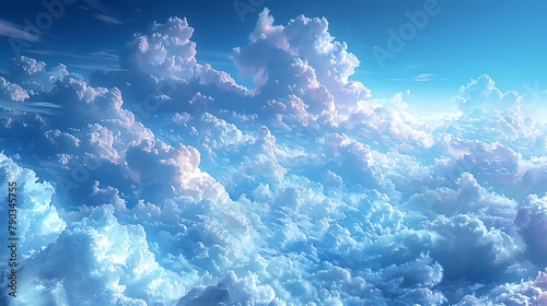 Delve into the mesmerizing details of fluffy cirrocumulus clouds  like cotton candy strewn across the sky.