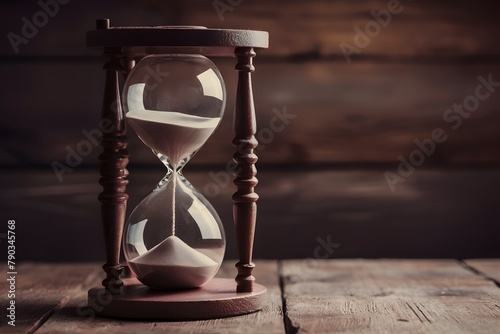 Antique hourglass with sand swiftly slipping away symbolizes fleeting time