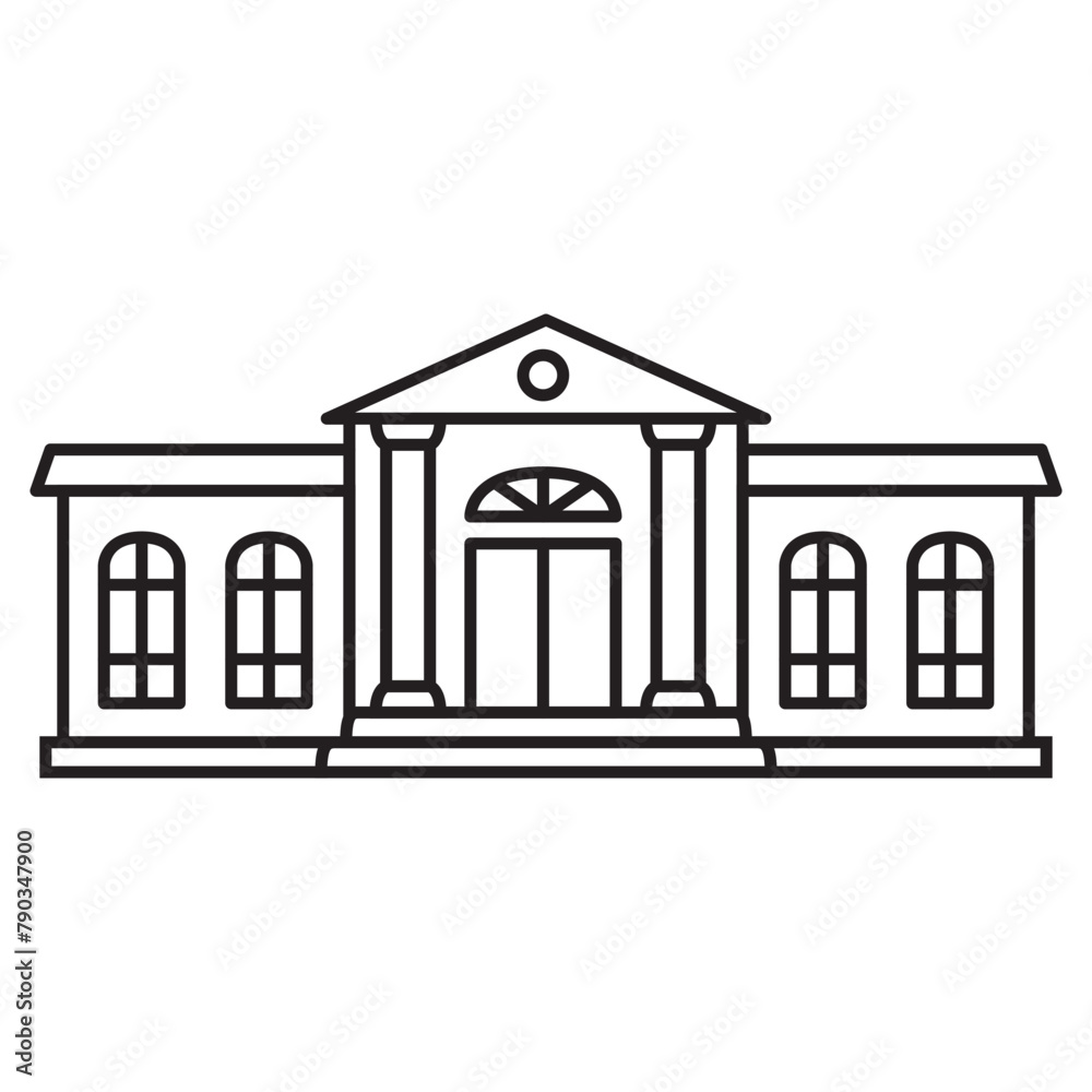 Government and education buildings.City hall building.Web line icon.Bank building.Museum line icon.Classic greek architecture.Outline vector illustration.Isolated on white background. Government and education buildings.City hall building.Web line icon.Bank building.Museum line icon.Classic greek architecture.Outline vector illustration.Isolated on white background.